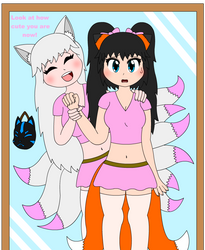 Kitty's Cute New Kitsune Companion by scarlet-nekomata