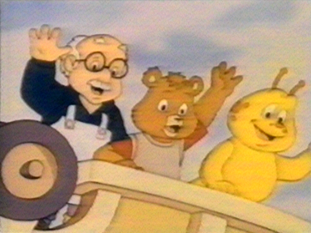 Teddy mit Grubby und Professor Gimmick